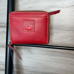 NWT- Dooney & Bourke Florentine Leather Small Zip Around Wallet, RED